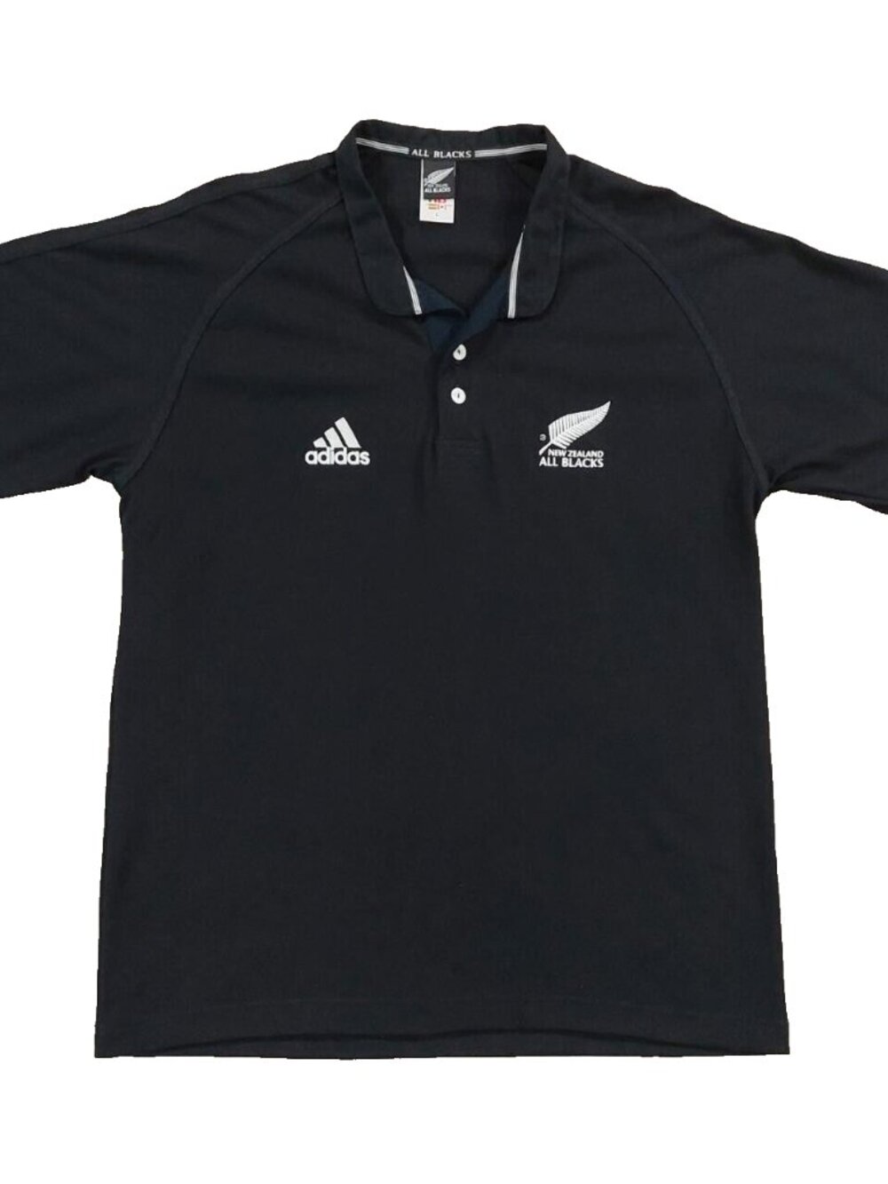 Vintage Adidas x All Blacks New Zealand Rugby Jersey Polo Shirt 90s/Y2k. Sz L.